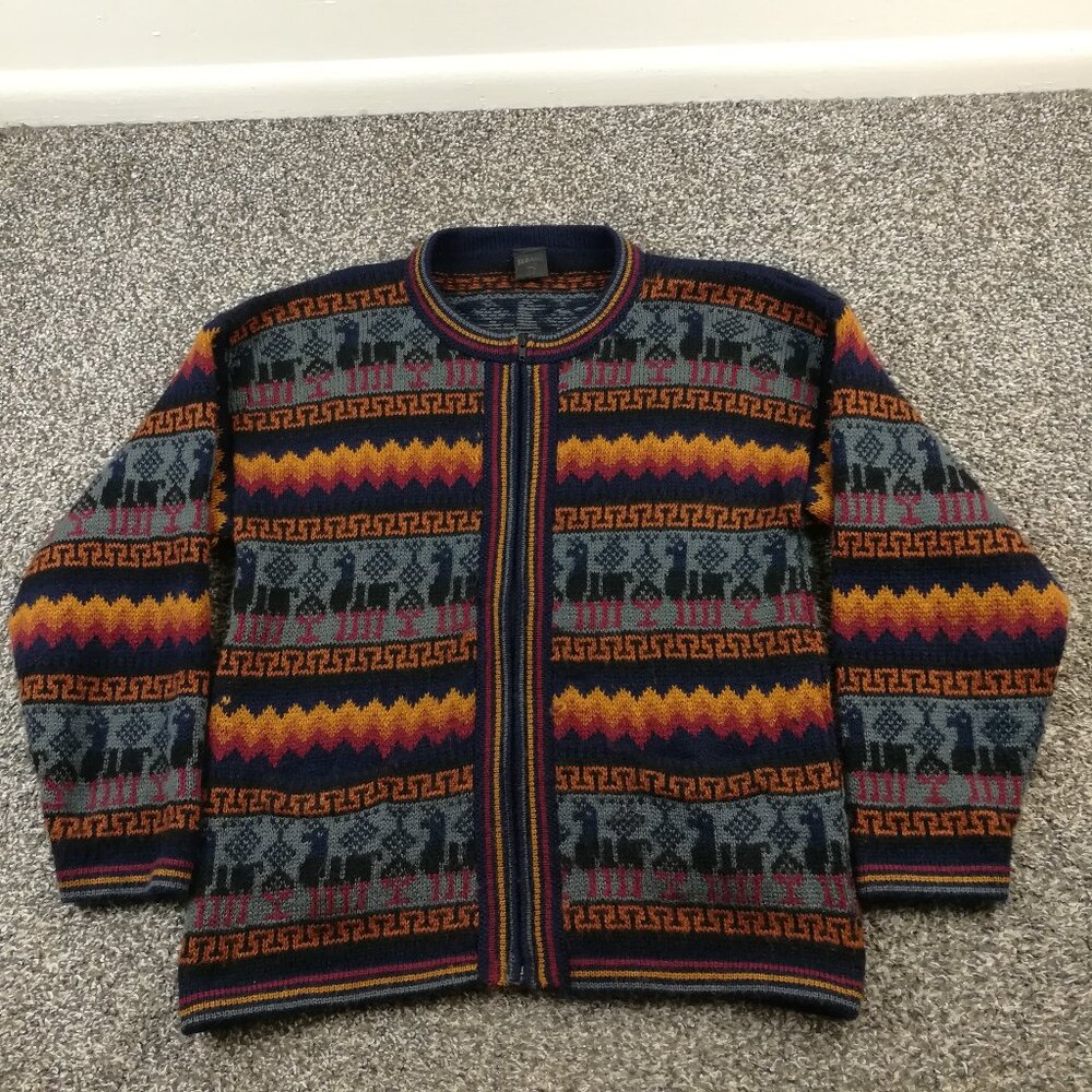 Artesania Sebagc Sweater Alpaca Aztec Southwestern Tribal Full Zip Womens Medium
